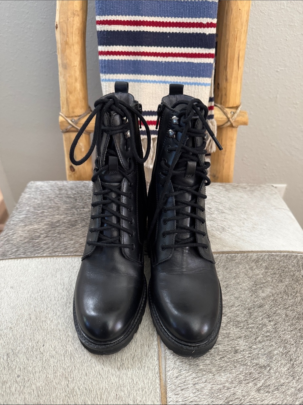 Seychelles Black Lace-Up Heeled Combat Boots - Women - Picture 2 of 6